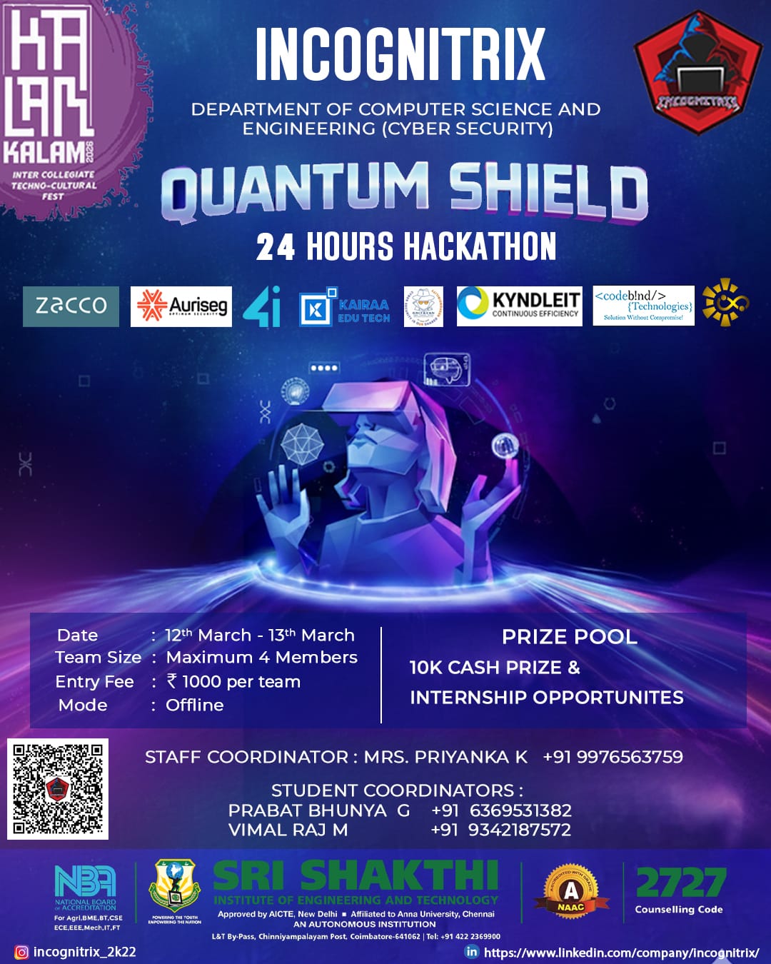 Quantum Shield 2k26 Technical Event Poster 